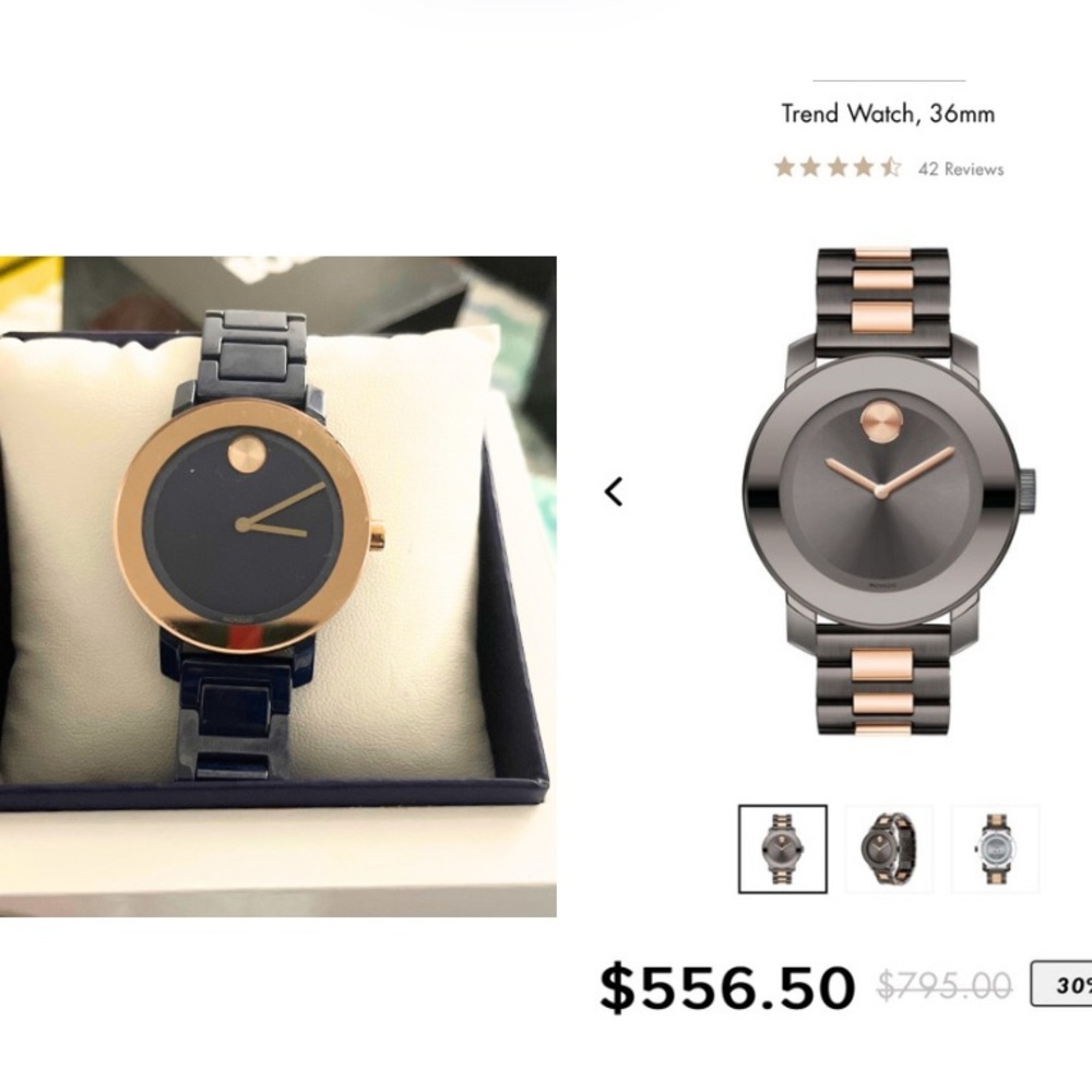 Movado Black and Gold Watch